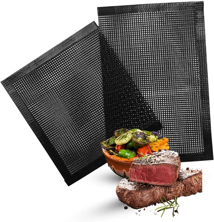 

Easy Clean-Up Nonstick Mesh Grilling Bag designable ptfe non stick mesh grilling bags bbq tools for outdoor picnic cooking, Black,brown