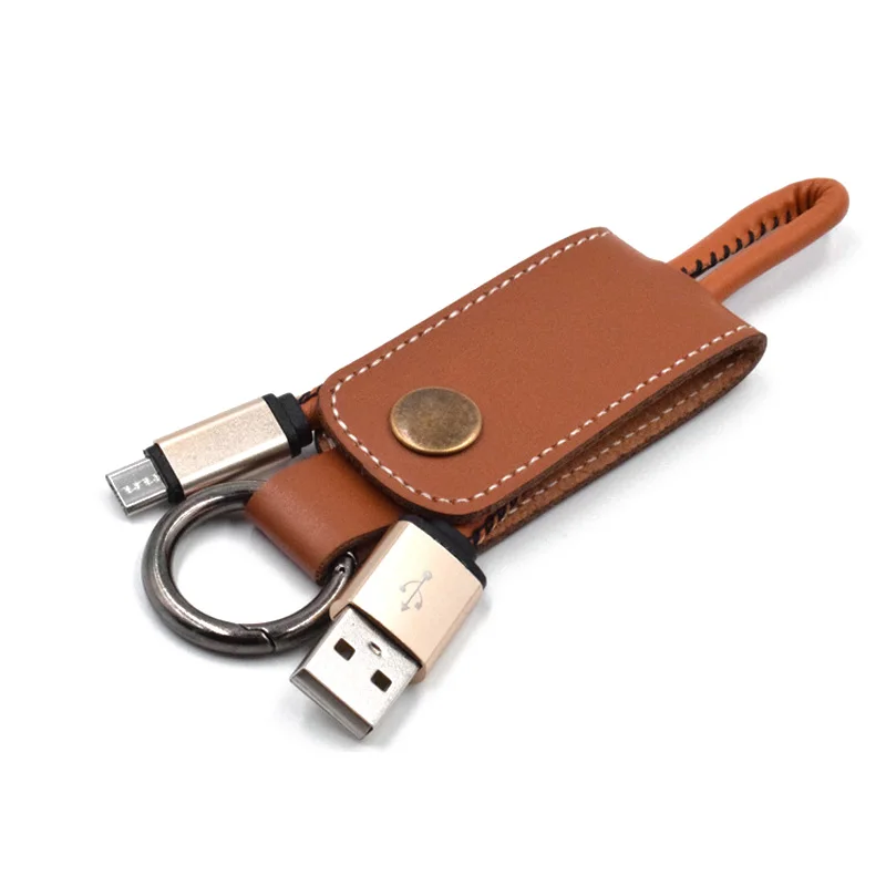 

Keychain PU leather usb charging cable for iPhone typce C android phone