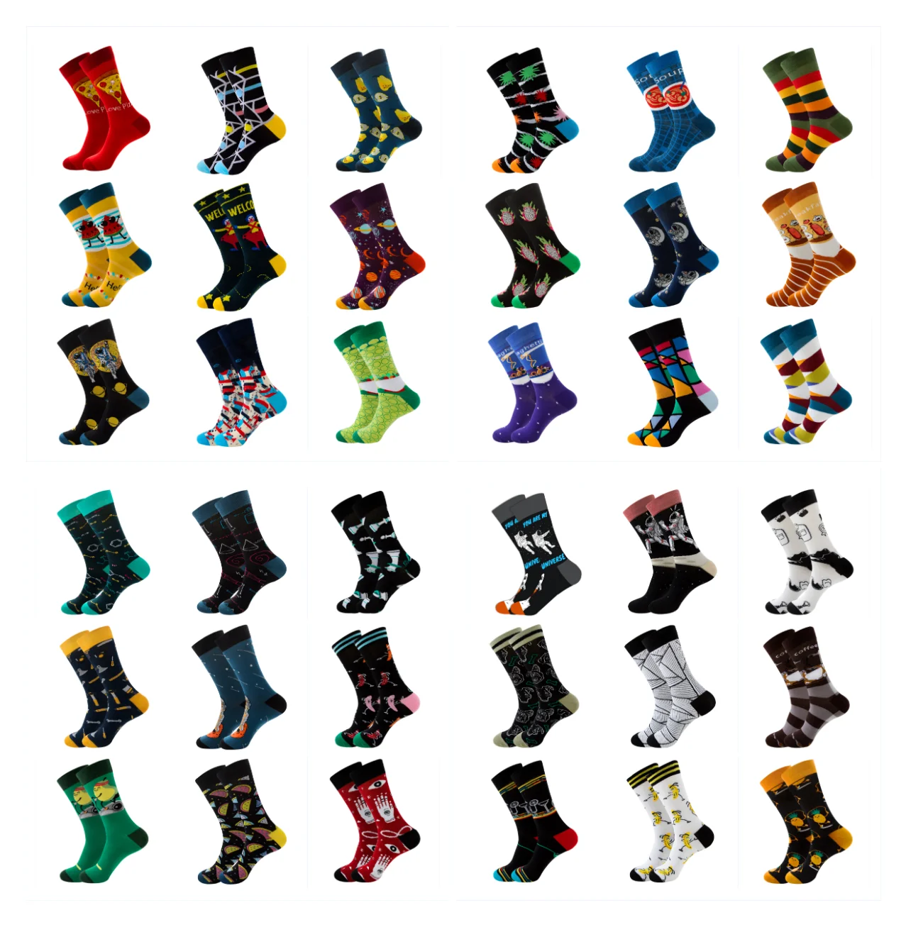 

Cheap Popular Funny Design Crazy Colorful Print Mens Womens Sport Cotton Happy Socks, Custom color
