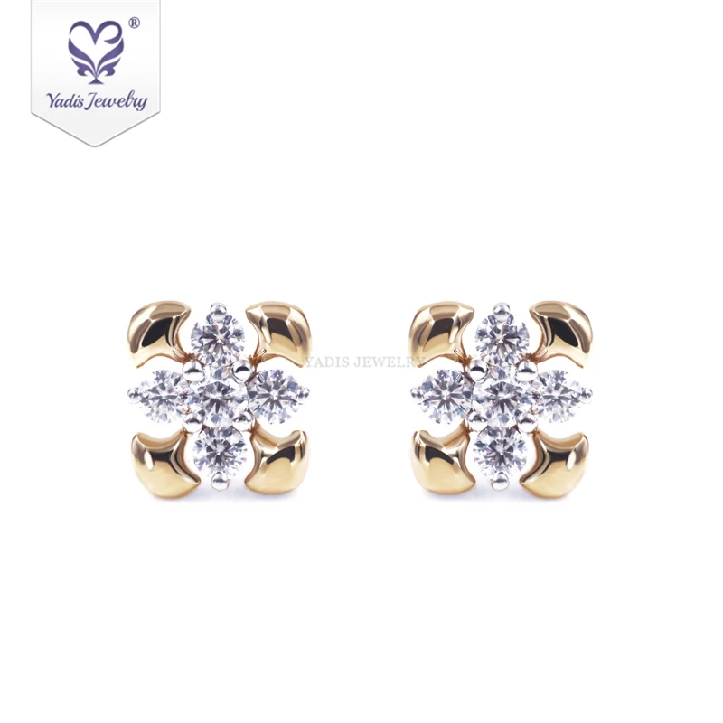 

Tianyu Gems Gold Jewelry Earring 10K Yellow Gold White Moissanite Diamond Charm Wholesale Bead Stud Earrings For Girls, White yellow