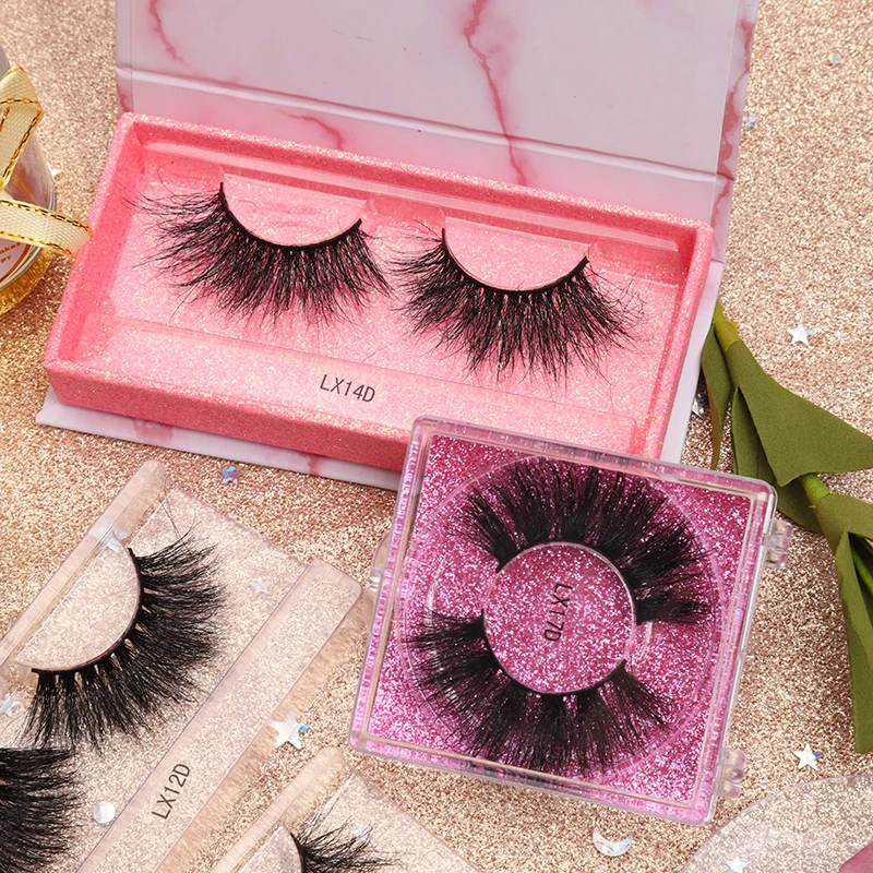 

High quality mink eyelashes private label best 3d 25mm mink false eyelash vendor set with customized lash boxes storage case, Black