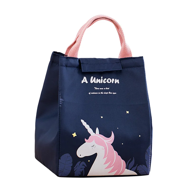 

Wholesale Cartoon Unicorn Aluminium Travel Picnic Tote Lunch Bag Insulated Cooler Bag with Handle Straps Magic tape, Customized color