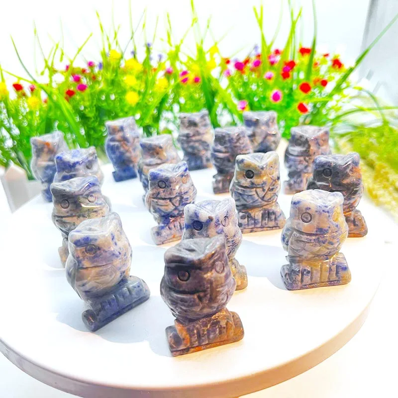 

New Arrival Natural Crystal Craft Crystal Healing Stones Sodalite owl foe Decoration