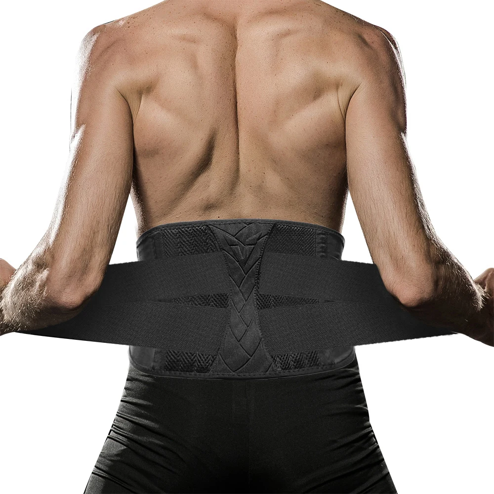 

Adjustable Custom Sports Gym Lower Back Lumbar Waist Support Body Shaper Slimming Belt Waist Trimmer Trainer, Black