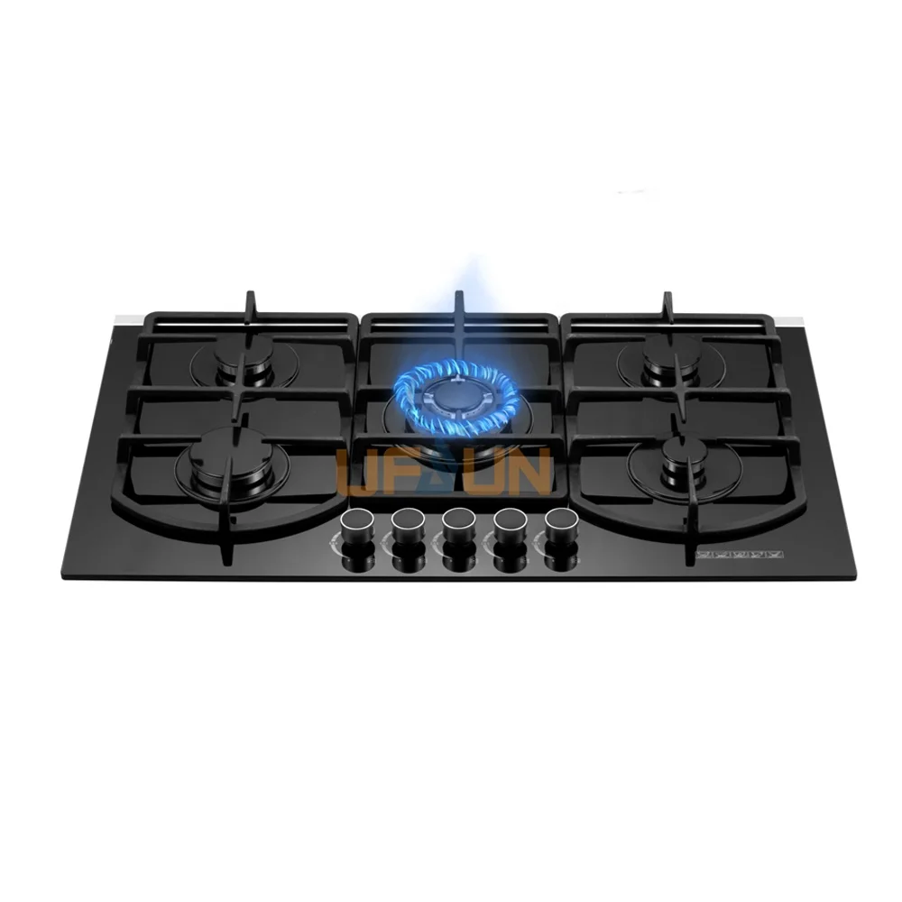 
China market easy cleaning 90cm 5 burners hotplate induction style Easy to operate 5 burner table top gas stove 