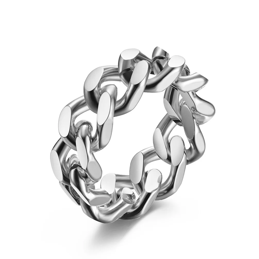 

Stainless steel chain link 18k gold plated finger hand made ring, As shows