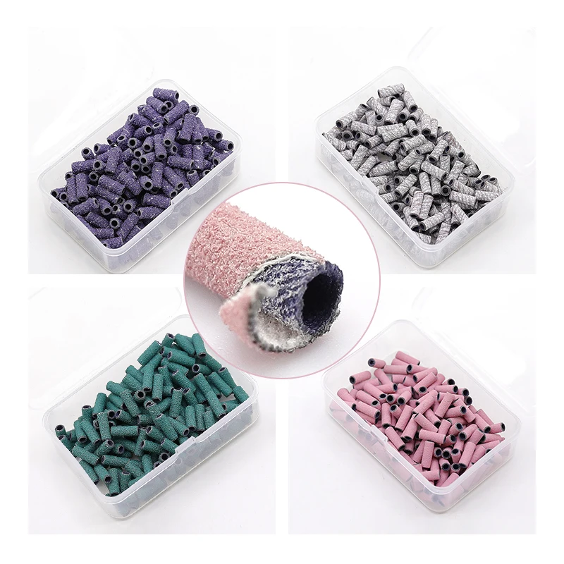 

3.1mm Small Manicure Pedicure Tool 80 120 150 180 240 Coarse Fine Grits Sanding Bands For Nail Drill Bits With Box