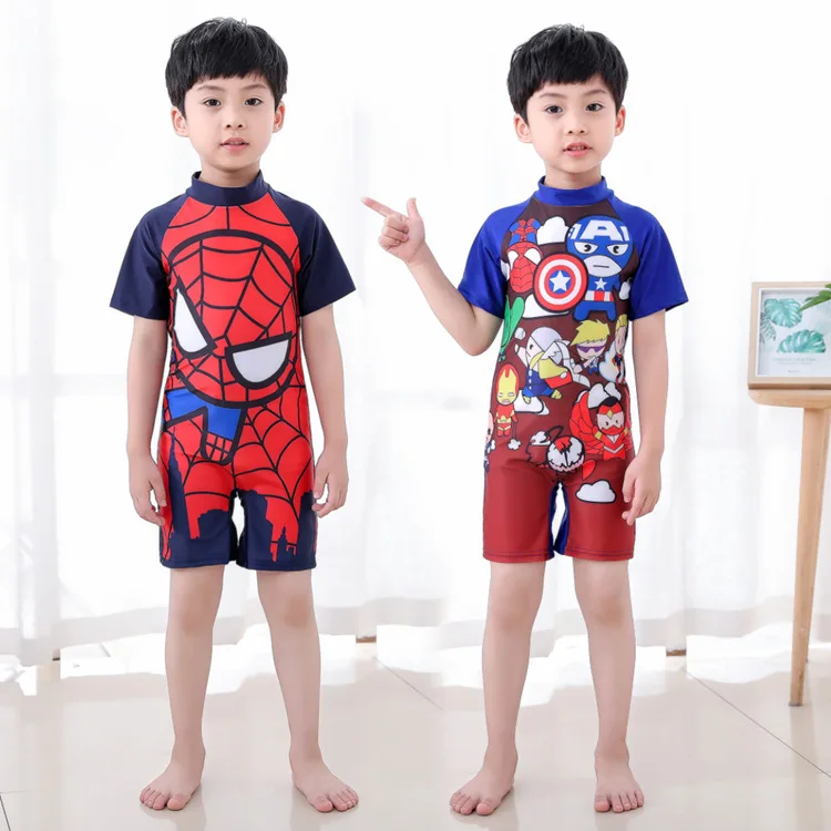 

summer beach baby boys kids cartoon print popular swimwear one-piece swimming suit bathing suit two-piece swimmers, As picture show