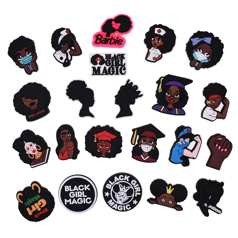 

Black Live matter PVC rubber shoe charms for Clogs shoe accessories