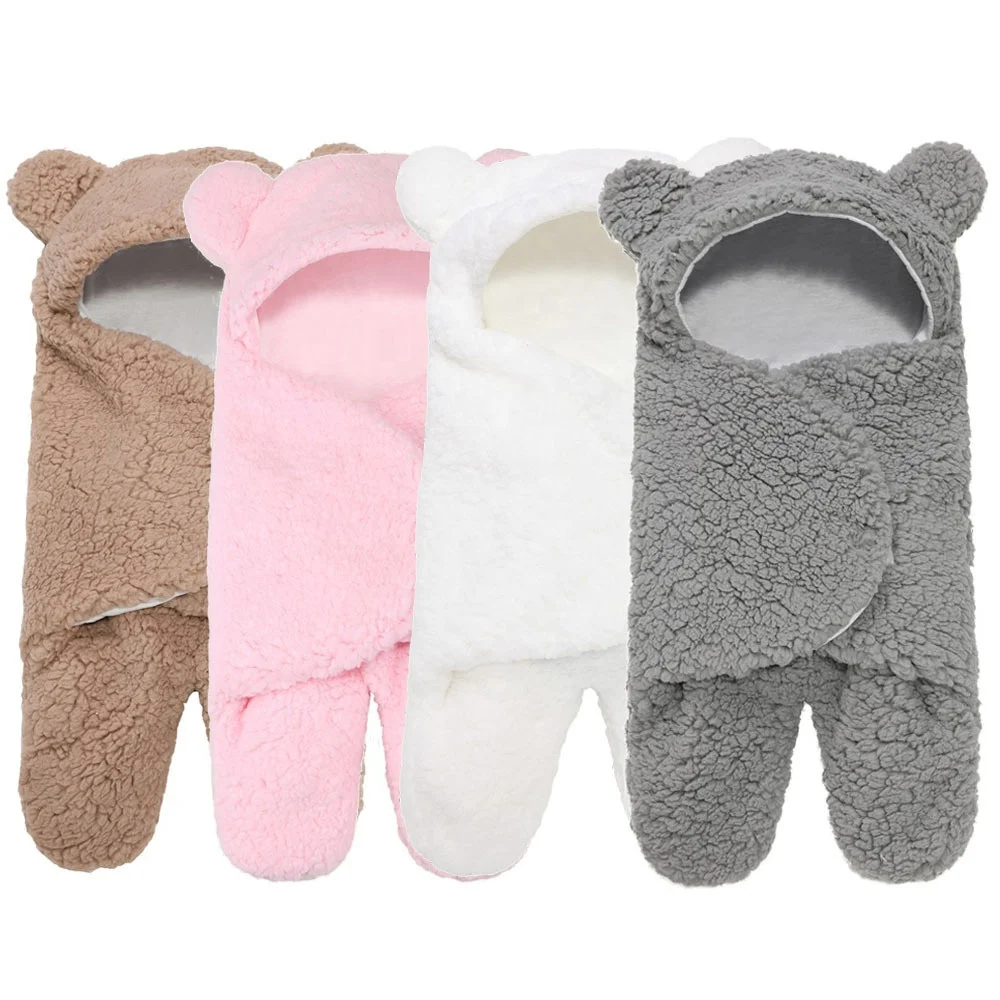 

Baby Swaddle Blankets Plush Bear Swaddling Wraps Baby Clothes for 0-6 Newborn Months Girls Boys, Customized color