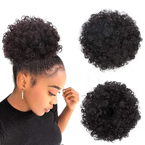 

Chignon Afro Puff Drawstring Ponytail Large Size Synthetic Kinky Curly Afro Bun Extensions Updo Hairpieces for Black Women