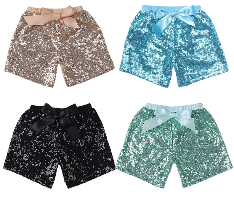 

2020 New stylish children's sequined shorts summer children's bowknot pure color cotton shorts, 11 colors as pictures