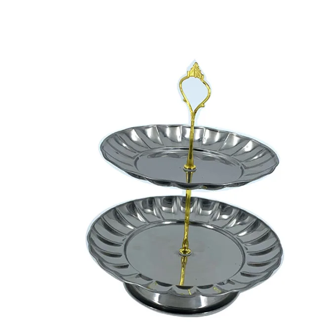 
Colorful stainless steel two-layer fruit tray party multi-layer shelf 
