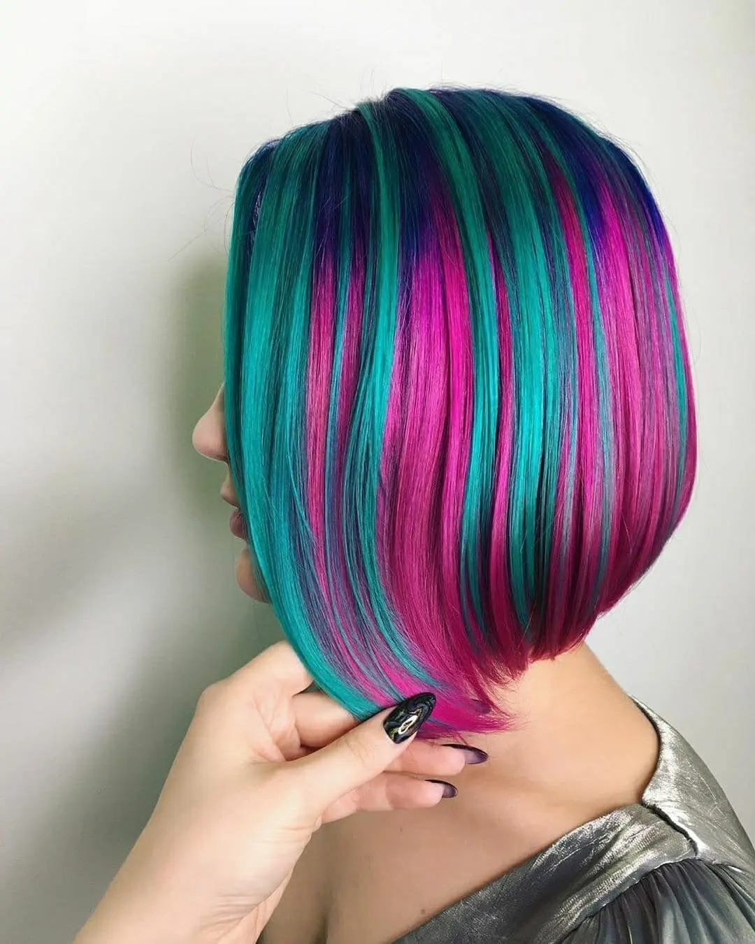 

Synthetic Hair Short Rainbow Wig With Bangs Colorful Cosplay Wigs For Women Japanese Fiber Mixed color wig