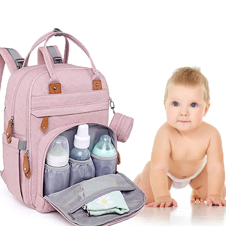 

AZB514 Multi Function Bolsa de momia Baby Changing Pad Diaper Bag Organizer Nappy Bag Mummy Backpack With Tissue Pocket, Customized colors