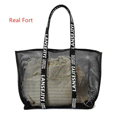 

Hot Selling Summer Mesh Beach Bag Stylish Portable Linen Shopping Bag For Female Durable Single Shoulder Hollow Out Mesh Bag, White/black/customization