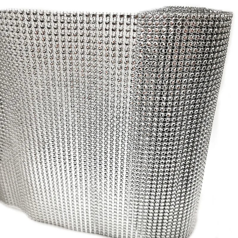 

50 row silver 5 Yards Diamond Mesh ribbon plastic rhinestone Wrap Roll for Cake Banding, Customized
