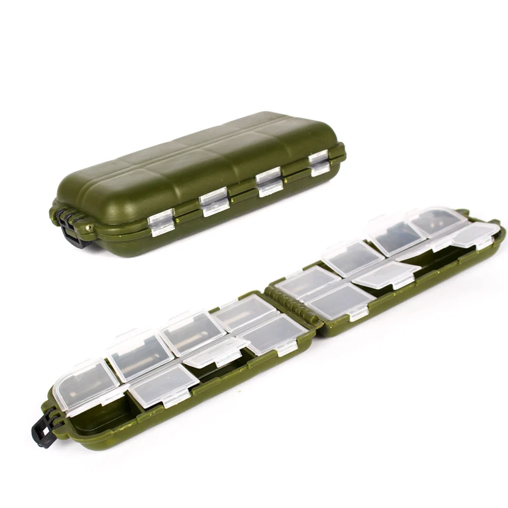 

EASYPOO 16 Compartments Mini Storage Box Fishing Tackle Box Bait Hook Bait Box Pesca Fishing Accessories, Green