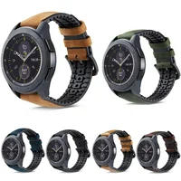 

Tschick Genuine Leather & Silicone Rubber Band +Screen Protectors for Samsung Galaxy Watch 46mm 42mm Watchband Steel Clasp Strap