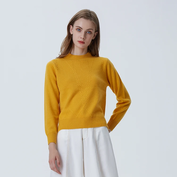 Italy Style Fashion O-Neck Knit Ladies Knitting Sweater 100% Cashmere Women Sweaters