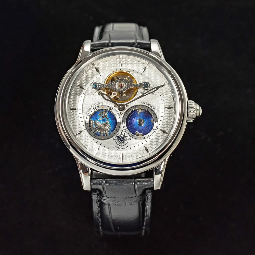 

2021 Luxury Men's Flying Tourbillon Watch Double Earth Rotating Automatic Movement Business Mechanical Wristwatch