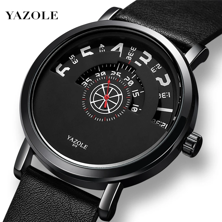 

Yazole 519 men watch quartz waterproof sports hot sale business leather strap watch
