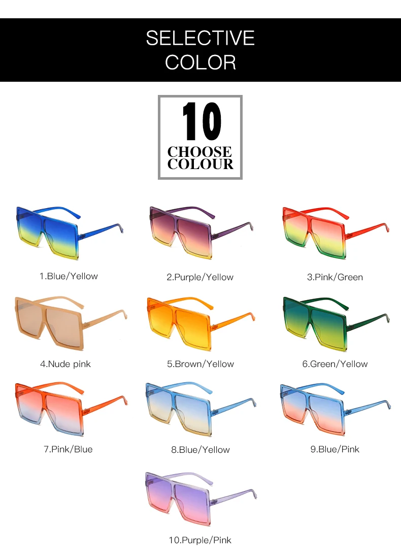 
Square Oversized Glasses Fashion Custom Sunglasses 