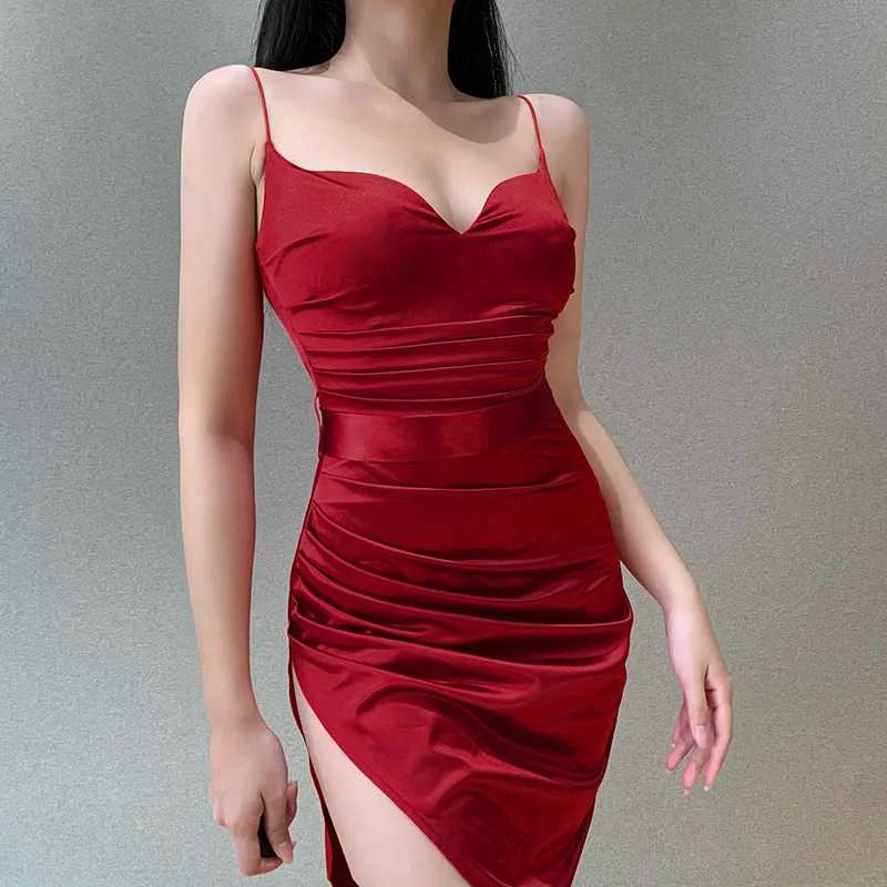 

Peach-shaped Neck Slim Dress Women's New Temperament Sexy Party Solid Color Long Dress, Picture color