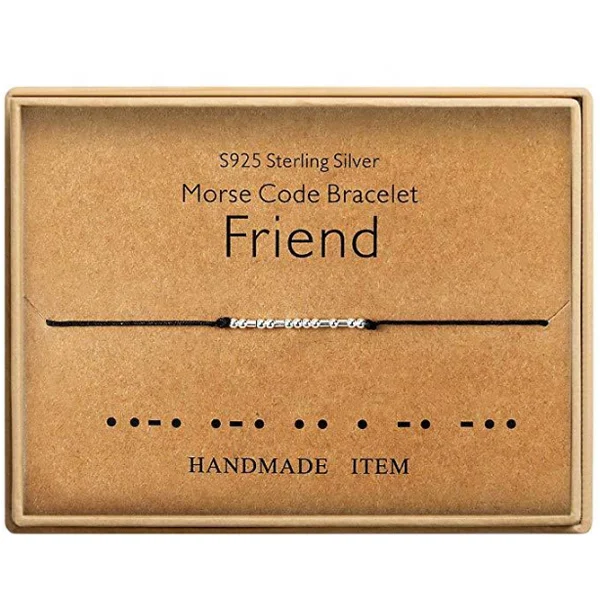 

Custom Morse Code Bracelet Beads on Silk Cord Friendship Bracelet Gift for Her
