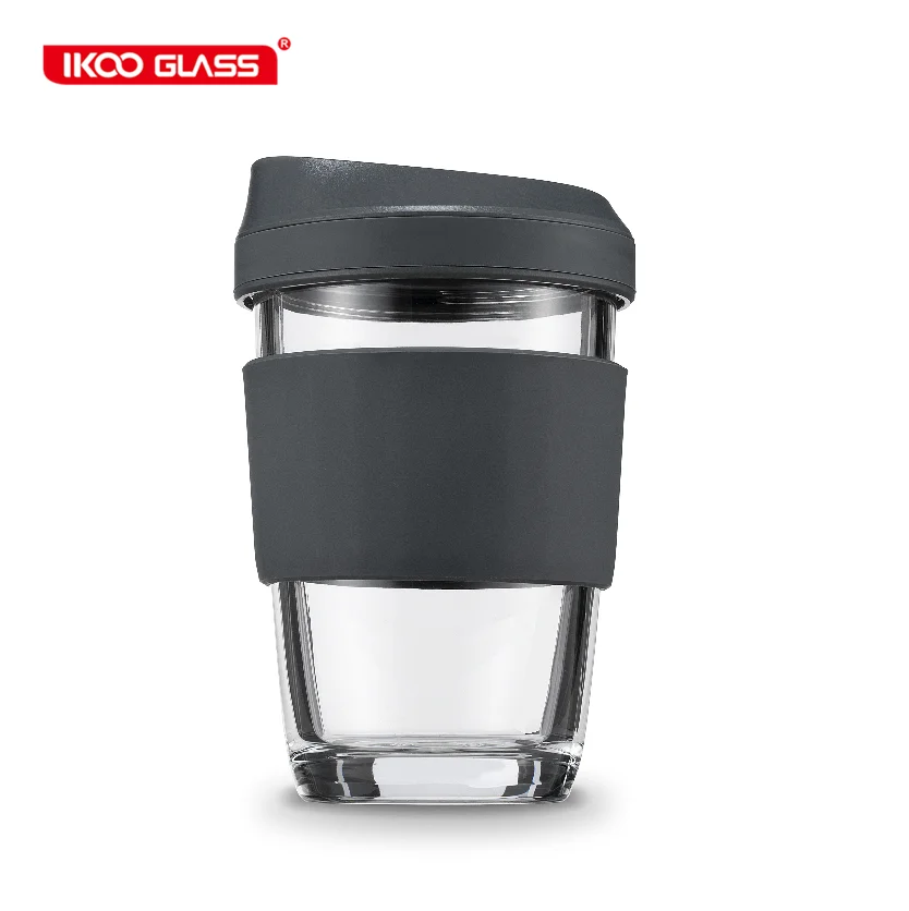 

China factory wholesale new design custom glass coffee mug with lid