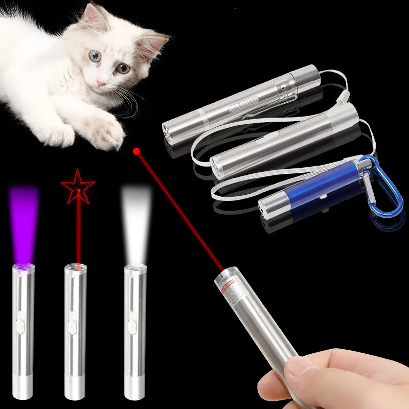 

Spot Wholesale New USB Charging Three-in-one LED Luminous Laser Pen Cat Toy Lighting Cat Toy Laser Funny Cat Stick