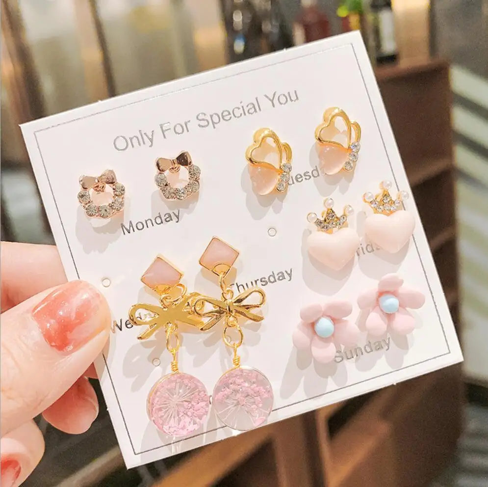 

fashion korean 925 sterling silver jewelry geometric stud earing set, Picture