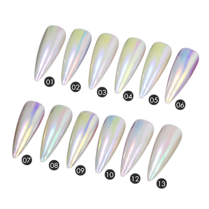 

Manufacturer wholesale Solid platinum 2 colors aurora chrome pressed pigment for nail art decoration