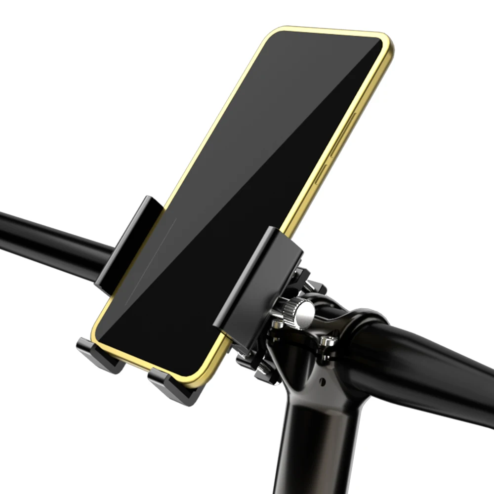 

Hot Selling Adjustable 360 Rotation 6063 Aviation Aluminum Material 65~100 mm Clamping Width Bike Phone Holder, Black