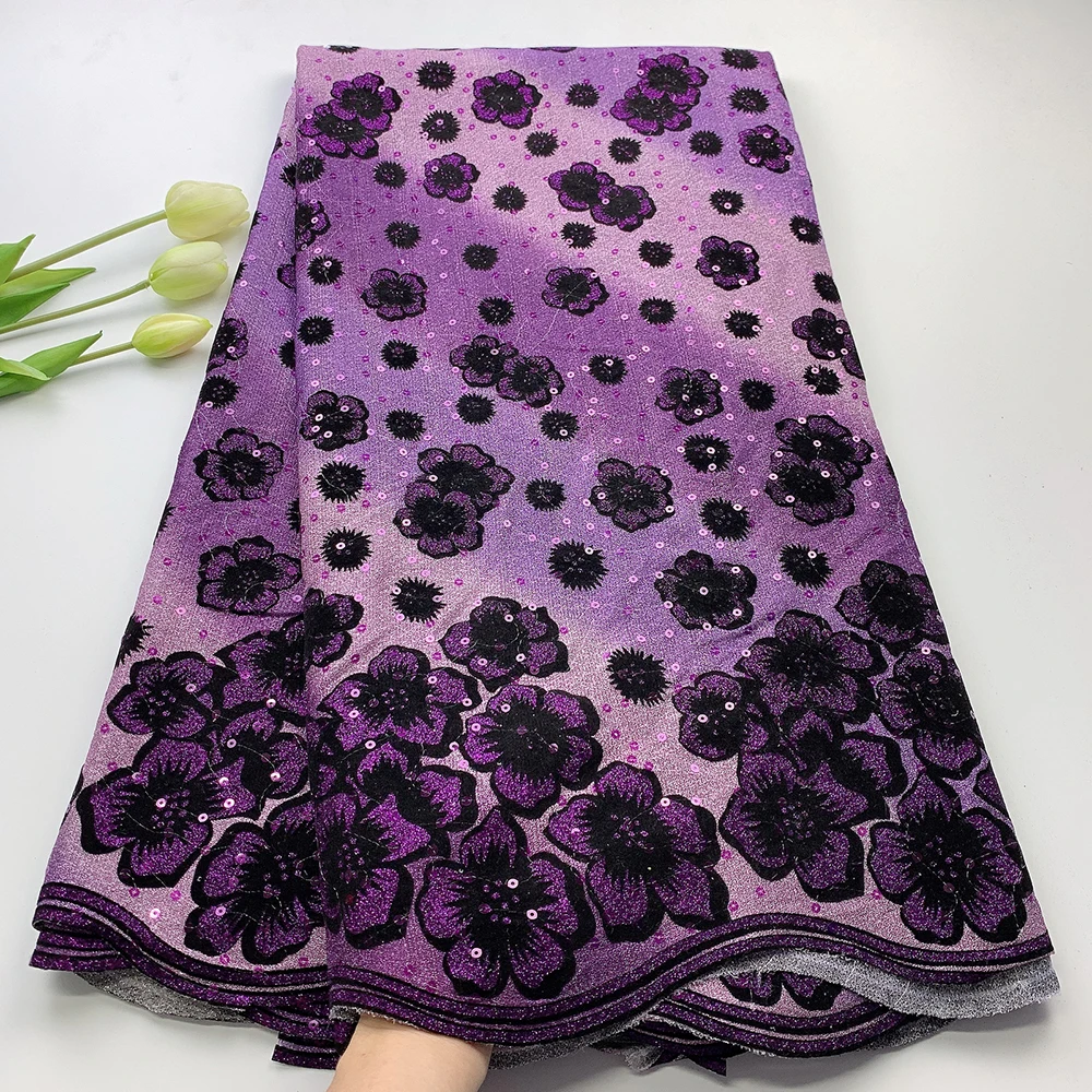 

Sinya Net Embroidery Velvet Lace Fabrics With Sequins High Quality French Velvet Sequins Lace Sewing Wedding Lace Dress