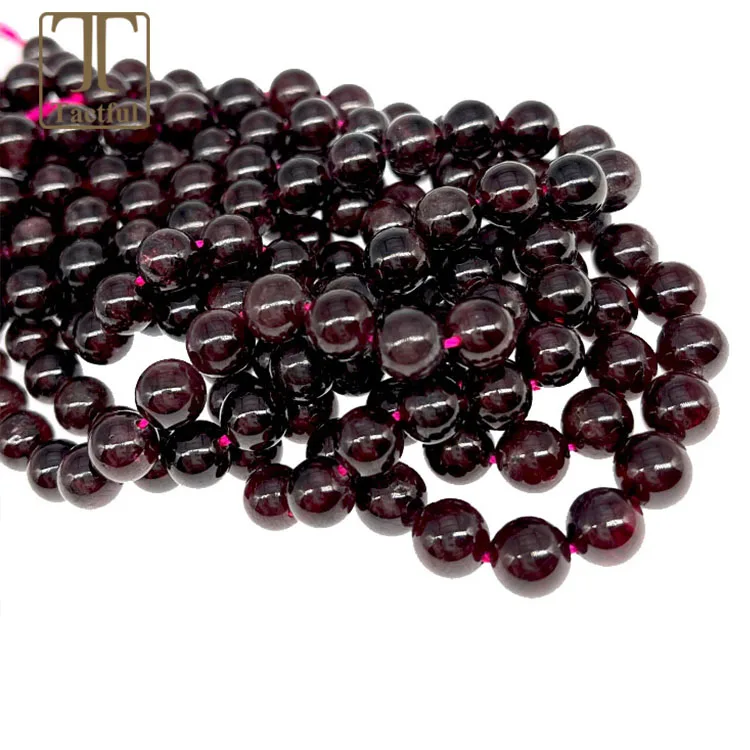 

Wholesale 6/8/10mm Round Natural Stone Dark Red Garnet Loose Beads for Jewelry Handmade Diy Bracelet