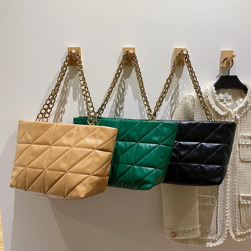 

Trendy Quilted Classic Designer Tote Bag Luxury Women Big Capacity Fall Winter Handbag 2021, 5 colors