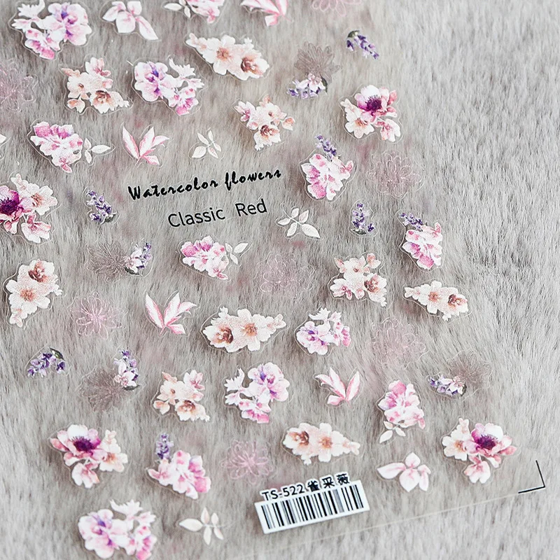 

5D Nail Sticker Decals Fashion Flowers Nail Art Decorations Stickers Manicure Accessories Nails Decoraciones, 5d embossed nail art sticker