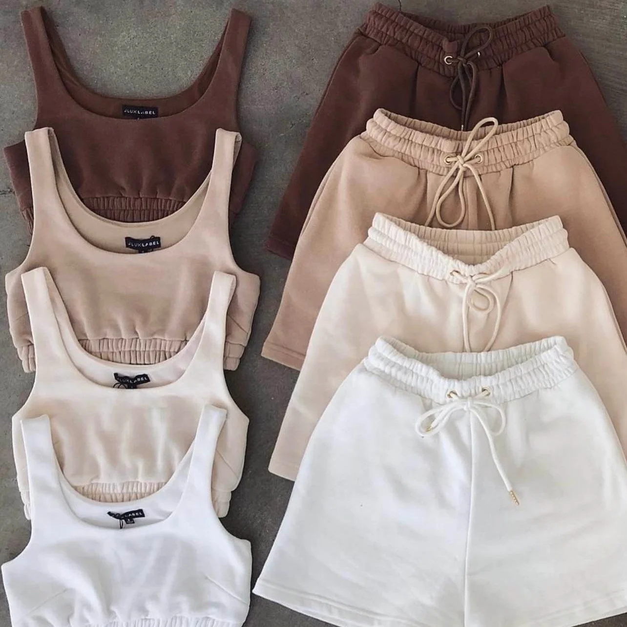 

2021 Summer New arrival High quality cotton crop top vest with sweat shorts two piece pants set short outfit
