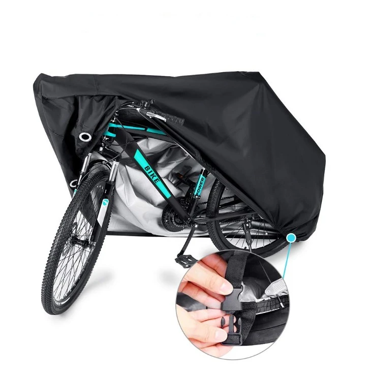 

2021 hot sale PE PEVA Polyester oxford outdoor bike bicycle raining cover, Black and white