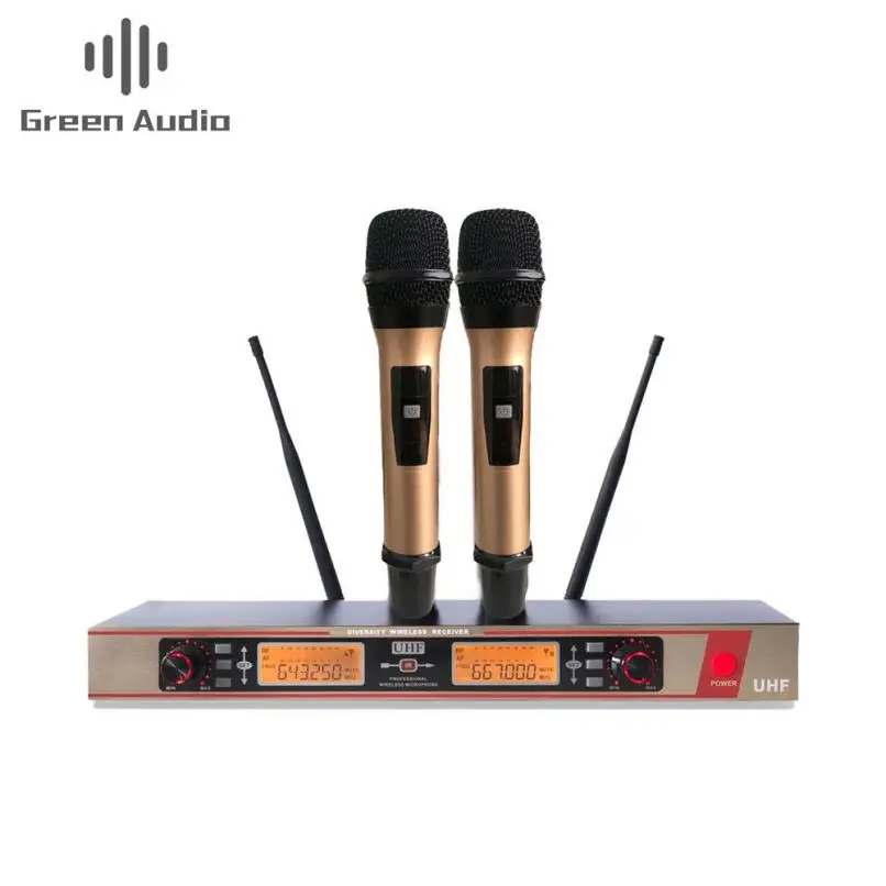 

GAW-L100 Wireless For Uhf System Professional Microphones Headset With Karaoke Lavalier Channel 4 Speaker Mic Blueteeth Mi, Gold