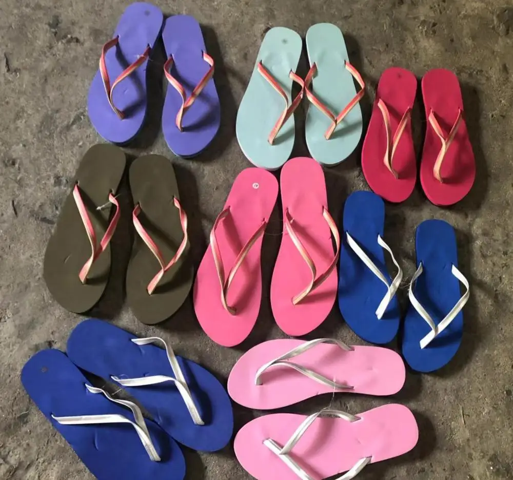

womens cheap wholesale stock flipflops pu strap Eva outsole slippers, Colors a lot, automatically