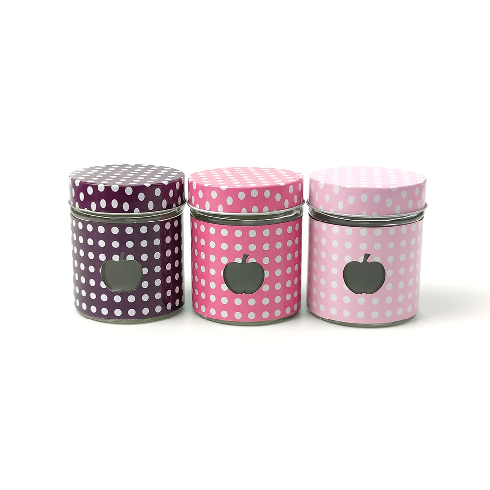 a set of 6 apple hole circular glass storage tanks with shelves