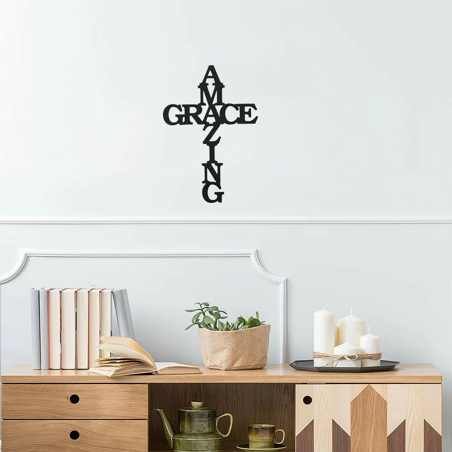 

Amazing Grace Cross Sign Black Durably Crafted for Indoor TY2542