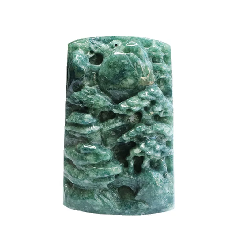 

Natural Emerald Pendant Blue Water Landscape Pendant Carved High Goods Jade Factory Delivery FC3010208