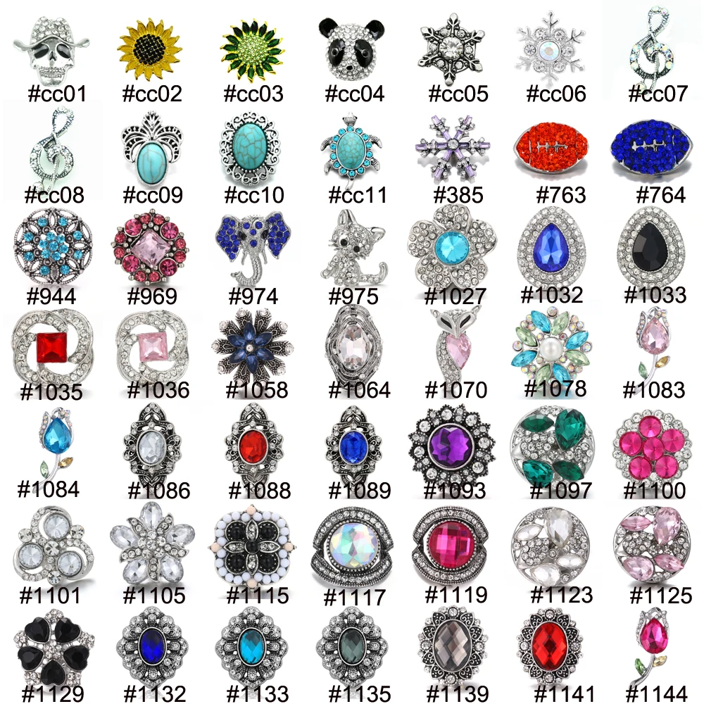 

DIY Rhinestone Alloy Charms 18mm Snap Buttons For Snap Jewelry Making