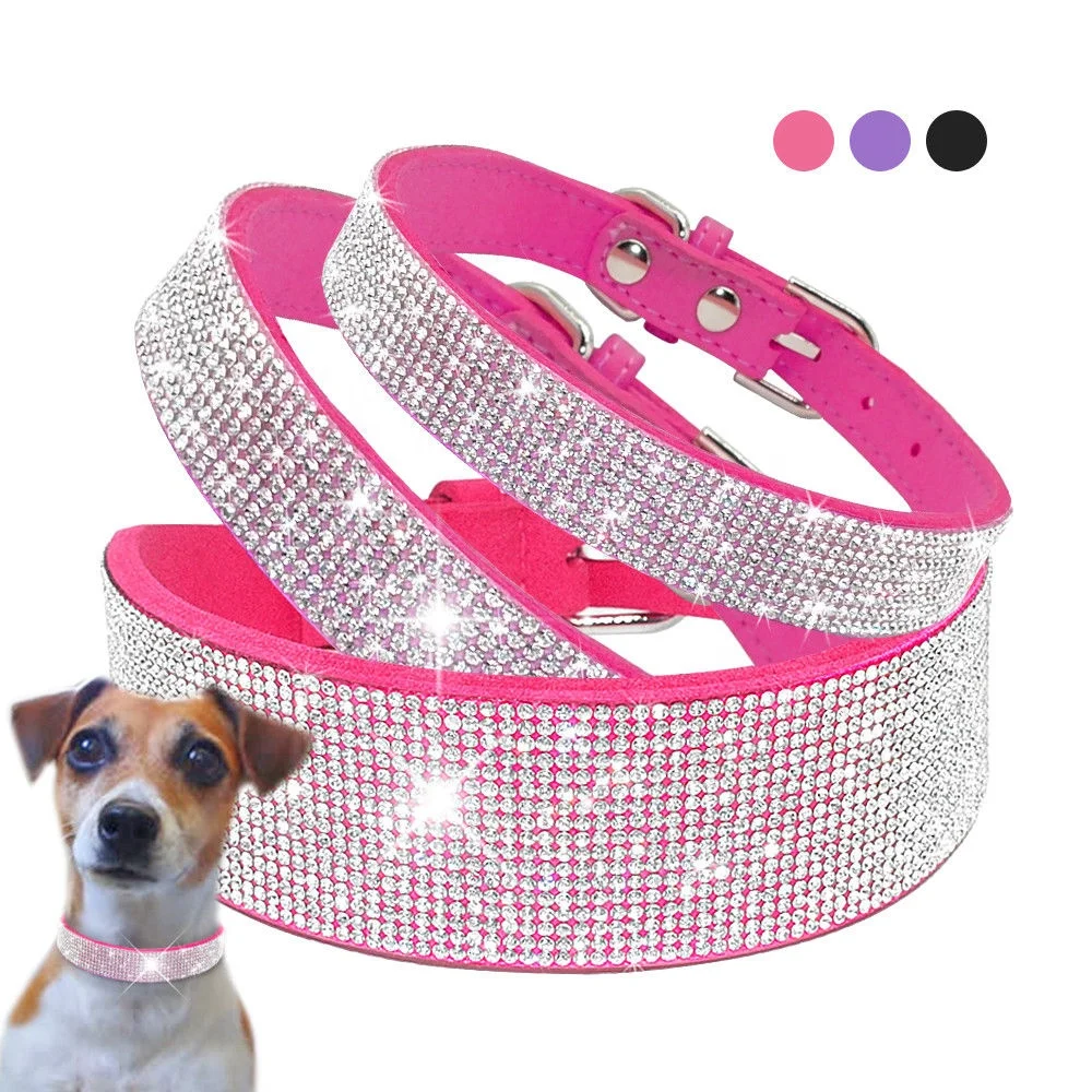 

Rhinestone Leather Hund Dog Pet Cat Travel Collars Accesorios Arnes Correas Collares Para Perros Harness Set Products Supplies, Customized color