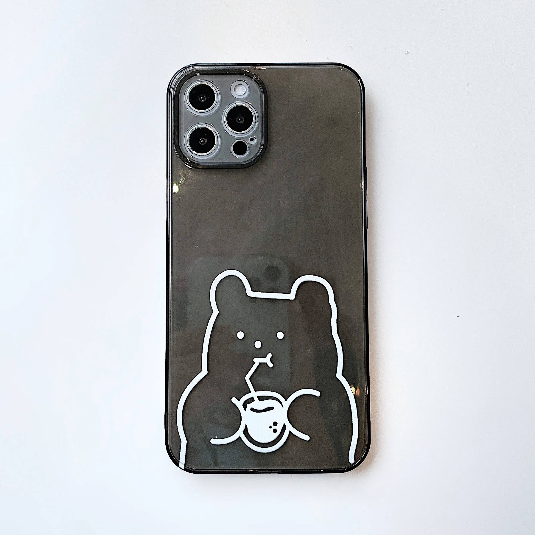 

2021 Top Selling Cute Bear Simple Transparent Silicon Phone Case TPU Protected Phone Case For iPhone 12 Case