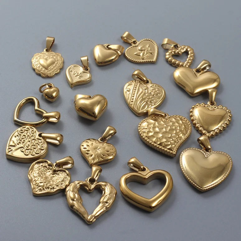 

Hot sale titanium steel vacuum plating golden diy pendant peach heart pendant love pendant accessories
