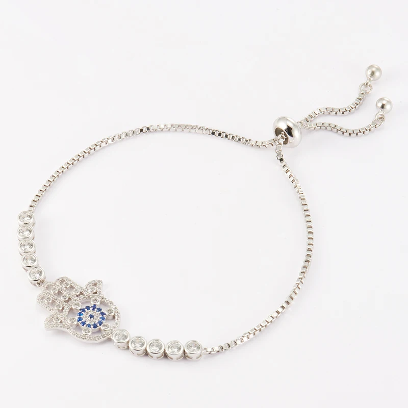 

New Arrival Delicate Cubic Zirconia Bracelet CZ Hamsa Hand Evil Eye Bracelet for Women, Picture shows